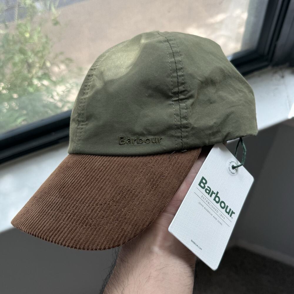NWT Barbour Transport Cap Hat - Dusty Green - Brown Corduroy - One Size - NEW